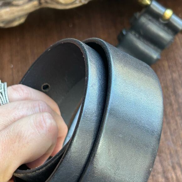 Cherokee genuine Italian leather belt size medium 34 Brass buckle black - Picture 5 of 12